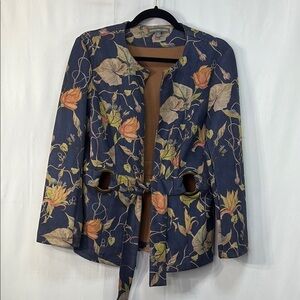 💥 Kate & Mallory blue Floral faux suede tie front Blazer